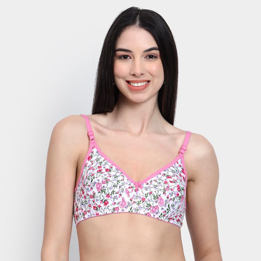 Ladies' 100% Cotton Non-Padded Bra, White, large image number null